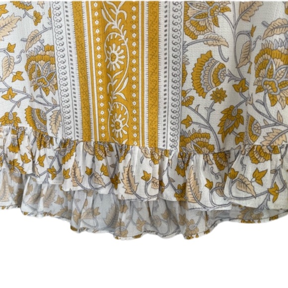 ❣️2/$15❣️ Rachel Zoe Women’s Size Small Yellow Boho Vintage Floral Print Blouse - Picture 7 of 9